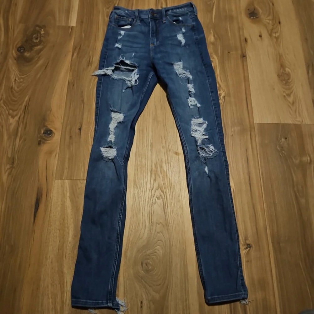 Hollister Blue Skinny Jeans Distressed Style